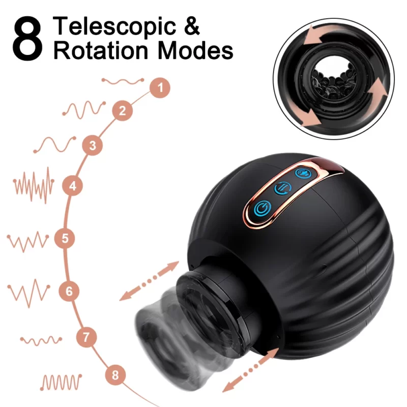 Rotating Male Masturbator 8 Telescopic and rotation modes