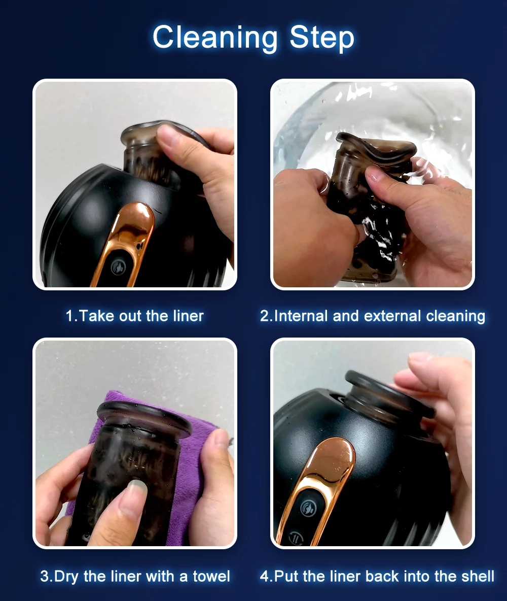 Rotating Male Masturbator cleaning step