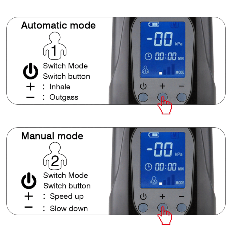 electric penis pump automatic mode button setting