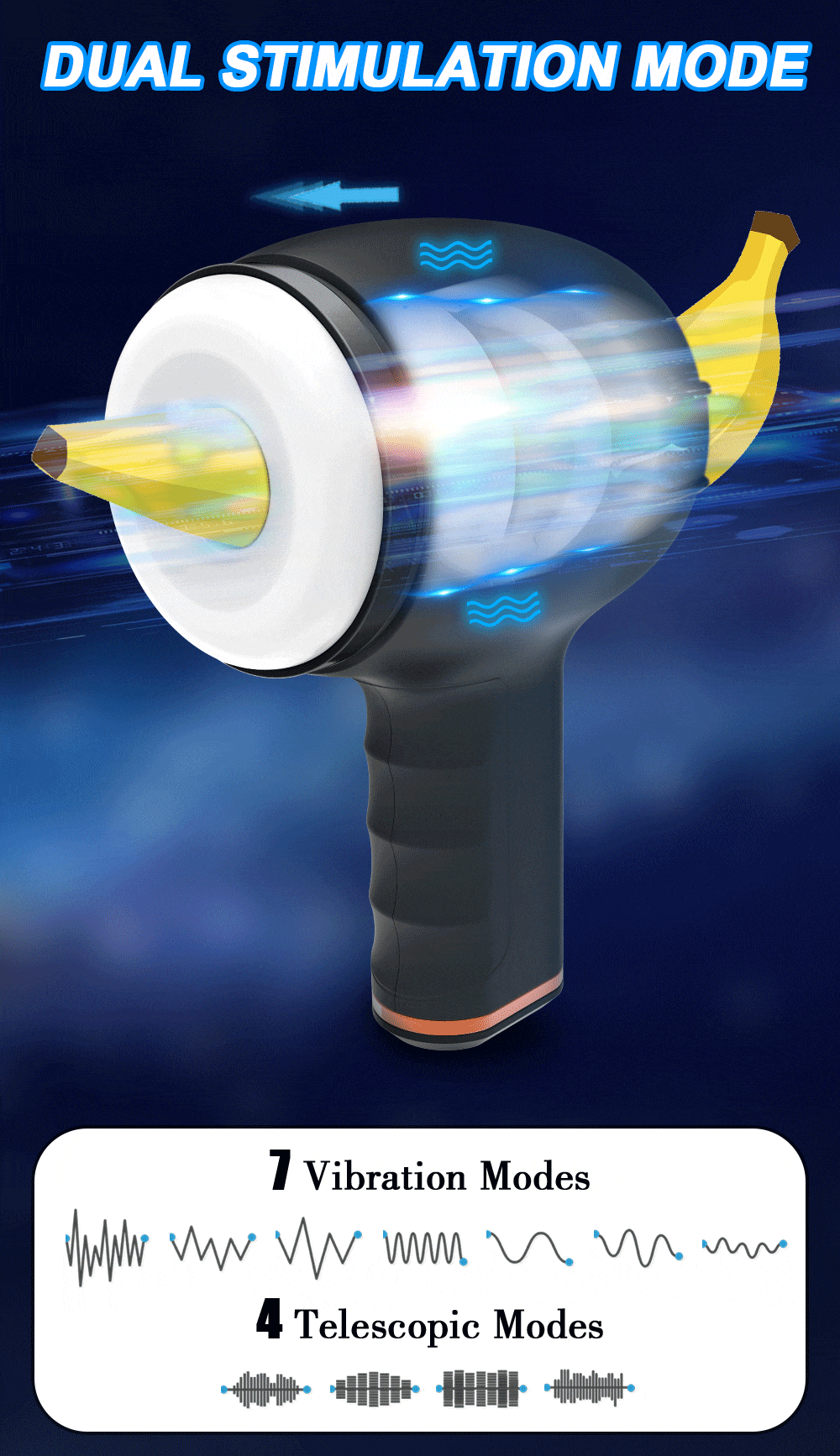 telescopic male masturbator 7 vibration and 4 telescopic modes