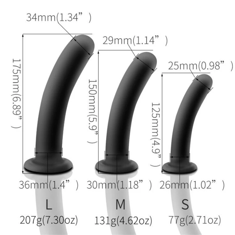 Black Suction Cup Dildo 3 different size from 4.9inch to 6.89inch