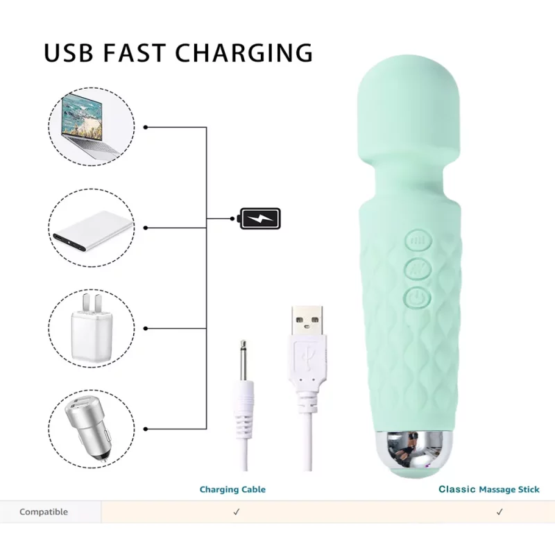 Mini Wand Vibrator USB fast charging