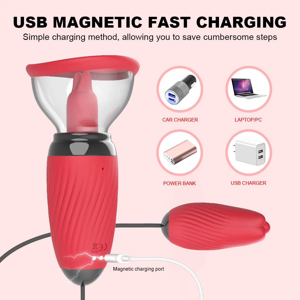 Rose Nipple Sucker with vibration usb magnetic fast charging