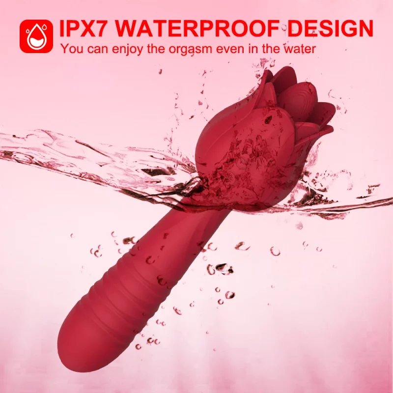 Thrusting Rose Toy With Dildo IPX7 waterproof design