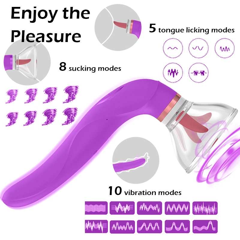 nipple vibrator suction with cup 5 tongue licking modes and 8 sucking modes