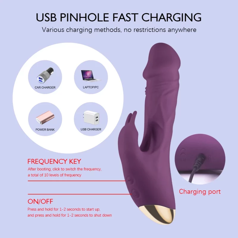 thrusting rabbit dildo USB fast charging