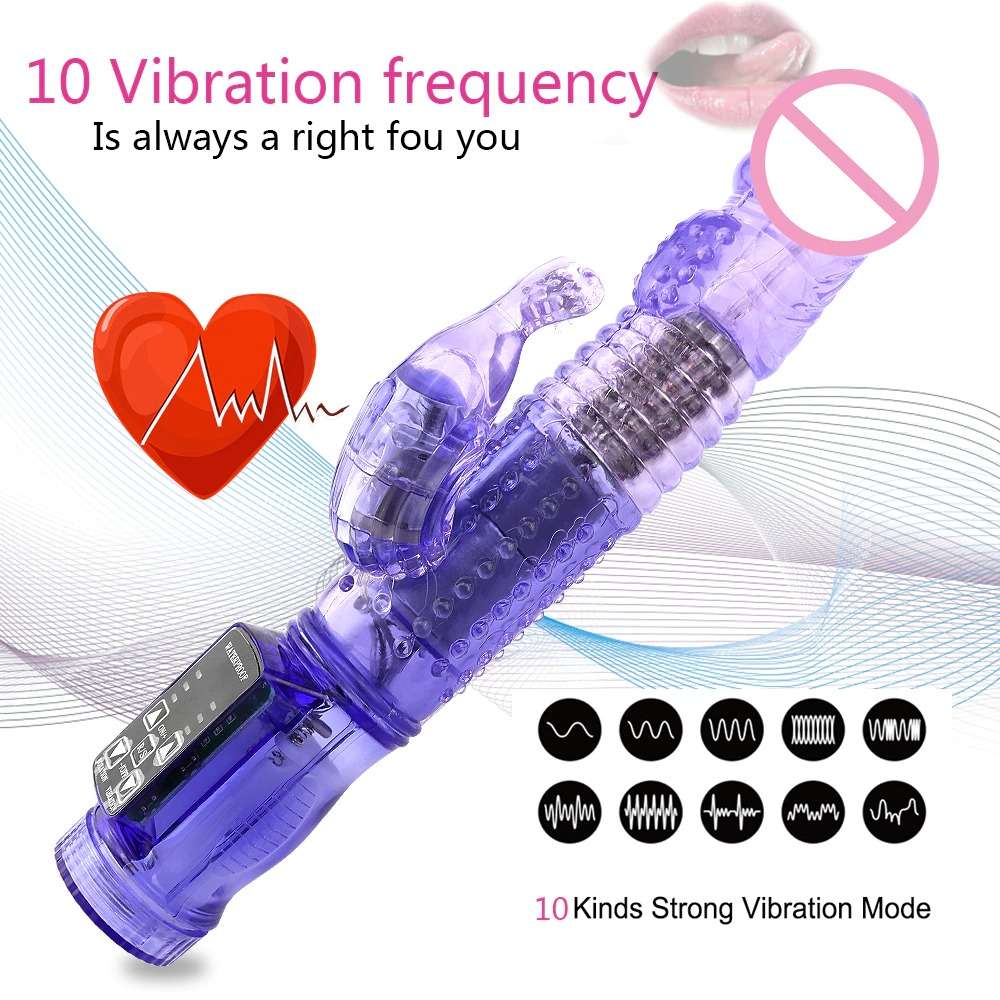 transparent rabbit dildo vibrator 10 viabration mode