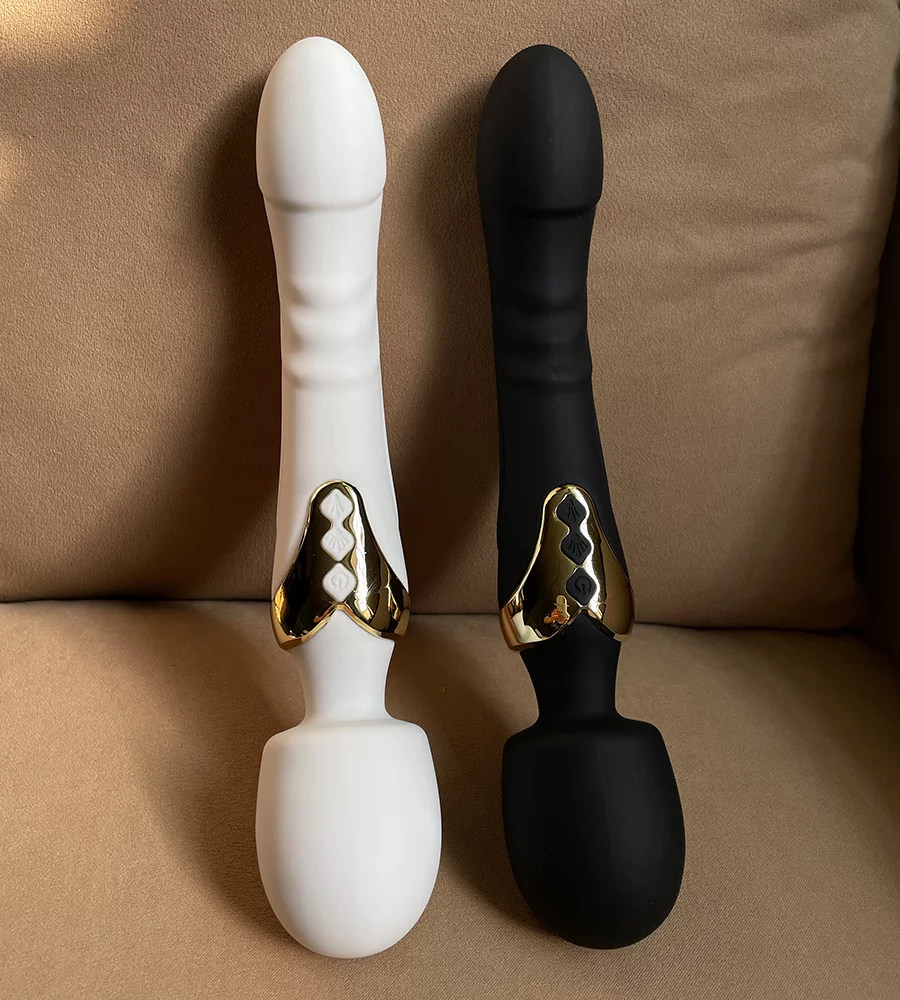 white dildo and black magic wand vibrator sex toy for women